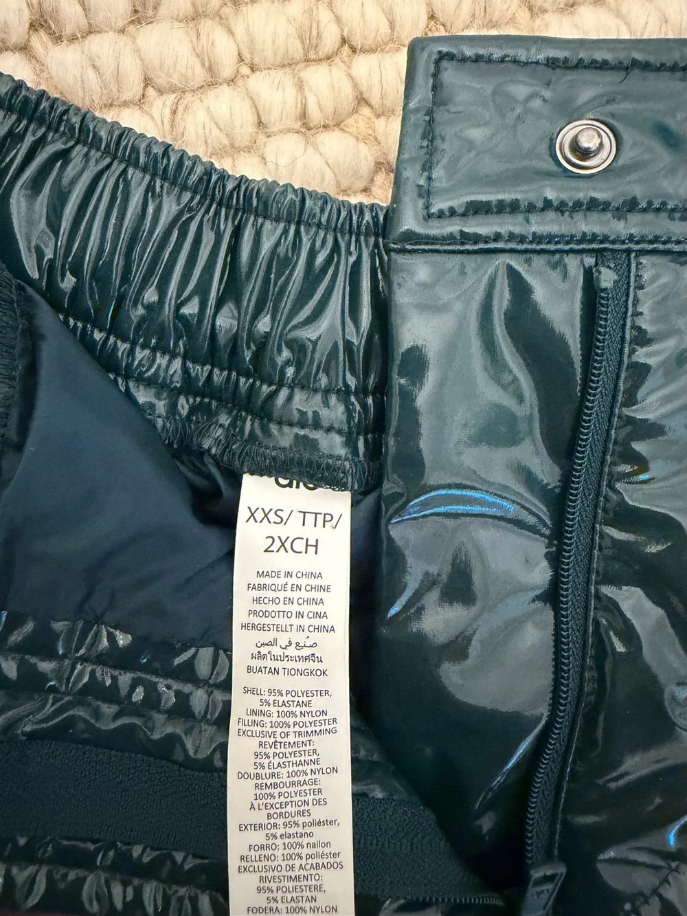 ALO Yoga Dark Green Shiny Quilted Mini Skirt